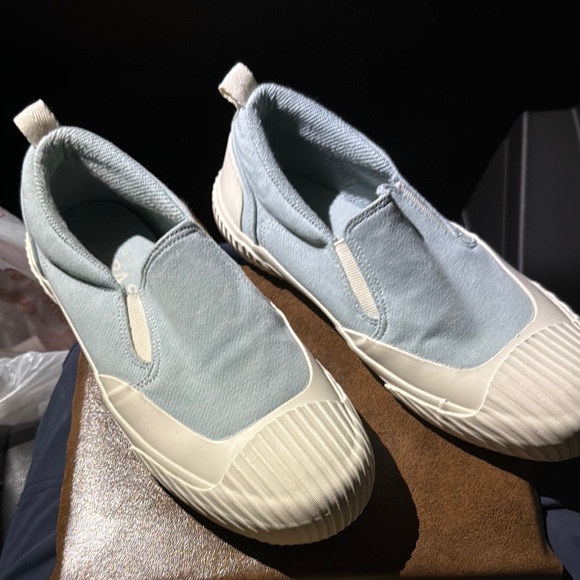 Slip-On Canvas Sneakers - Light Blue and White - Picture 1 of 3